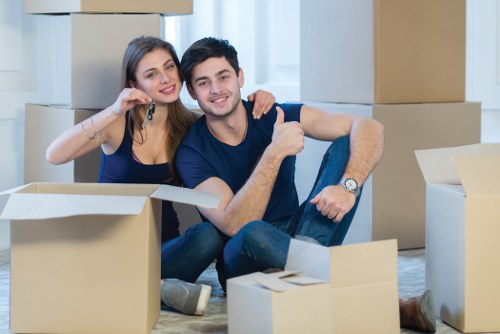 Office relocation planning in Haringey with business equipment and packed boxes