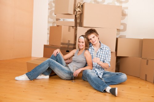 Preparing boxes and furniture for a removals van in Haringey