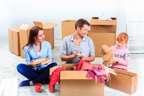 Packed boxes and furniture ready for a local move in Haringey
