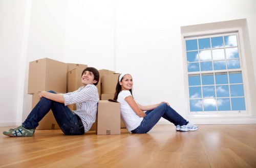 Packed household items prepared for a home move in North London