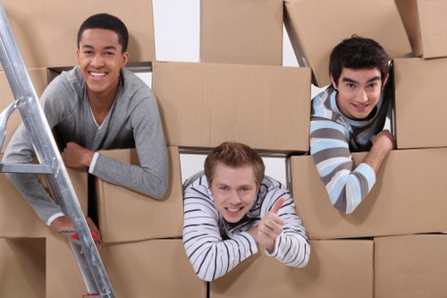 Packed boxes and furniture ready for a house move